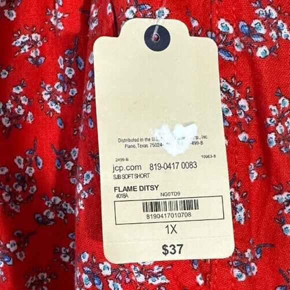 St. John's Bay Women's Soft Short Elastic Mid rise adjustable Red Size 1X New - Picture 10 of 10